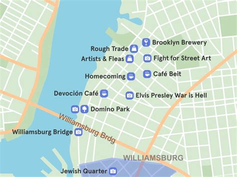 Mapa del Lower East Side y Williamsburg en Brooklyn
