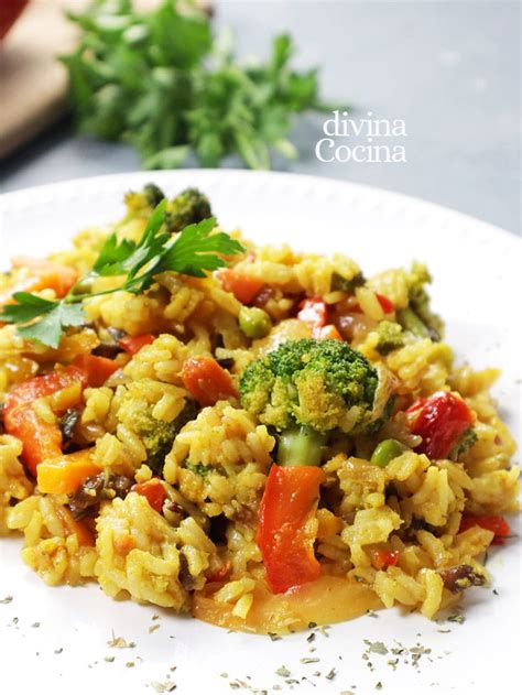 Arroz integral con curry y verduras