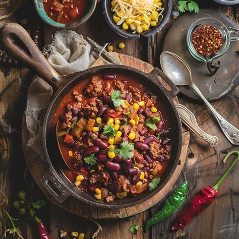 Ingredientes frescos para el chili con carne