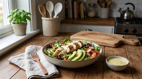 Ensalada de aguacate con aderezo cremoso de coco y brotes