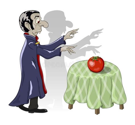 Ilustración de un vampiro con tomate frito