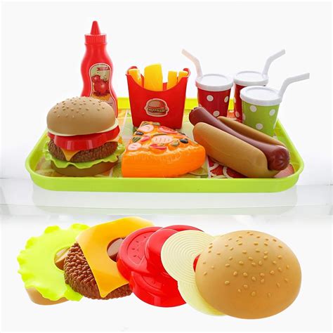 Set de hamburguesa de juguete con diferentes ingredientes