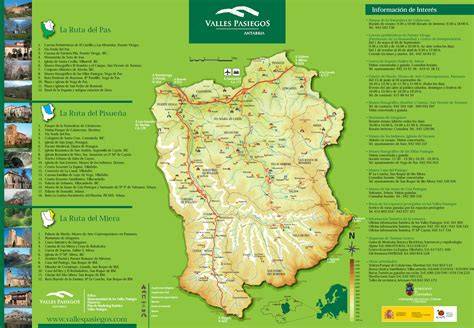 Mapa de los Valles Pasiegos con destacados de productos locales