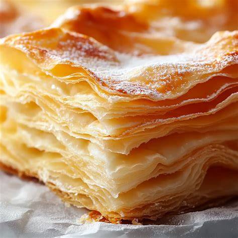 Capas de hojaldre y crema en un Pastel Napoleón