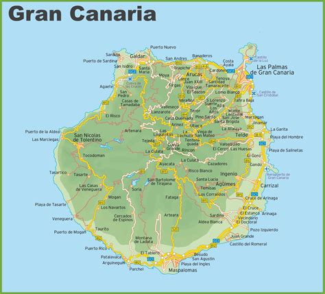 Mapa de Gran Canaria con Playa del Inglés resaltada