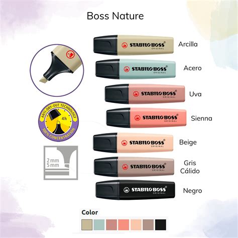 Resaltadores Stabilo Boss Original en una amplia gama de colores, incluyendo tonos pastel