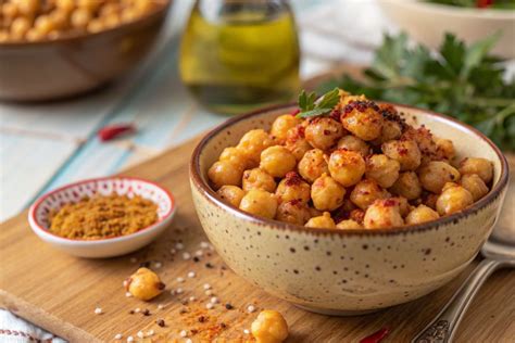 Garbanzos especiados listos para la freidora de aire