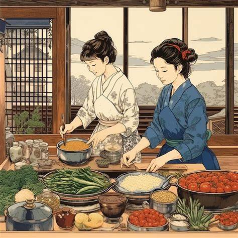 Mujeres cocinando gazpachuelo en una cocina tradicional malagueña