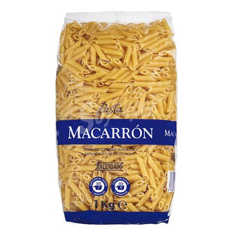 Etiqueta nutricional de un paquete de macarrones Hacendado