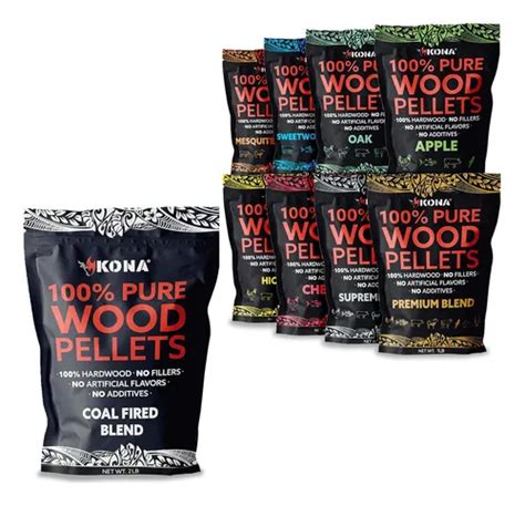 Variedad de pellets de madera para ahumar
