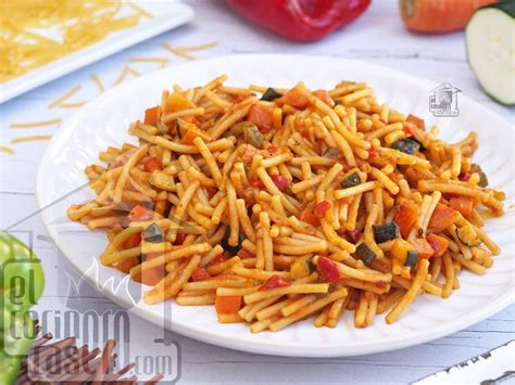 Tortilla de fideos con verduras