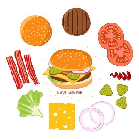 Ilustración de una hamburguesa saludable con ingredientes frescos.