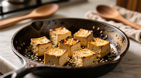 Tofu dorado en sartén