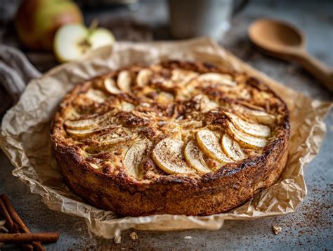 Pastel de cuscús y manzana en un molde