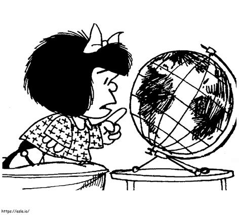 Mafalda pensativa con el mundo en sus manos