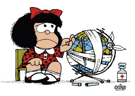 Quino dibujando a Mafalda