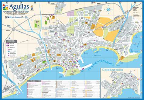 Mapa de Águilas, Murcia, mostrando la ubicación de restaurantes de sushi