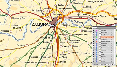 Mapa de Zamora con áreas de interés para negocios