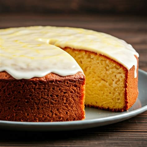 Torta de limón con almendras espolvoreada con azúcar glas