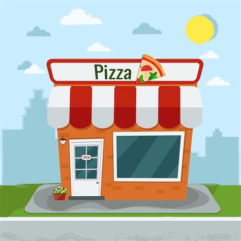 Terraza de pizzería animada