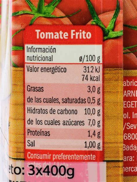 Etiqueta nutricional de tomate frito