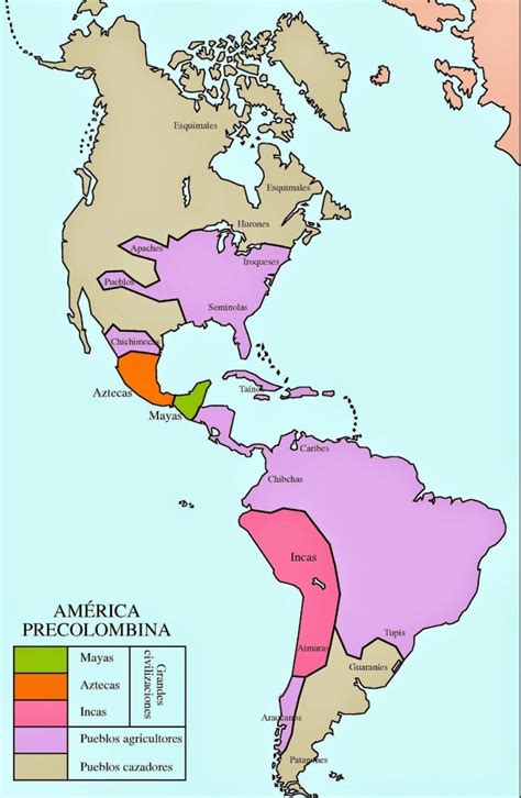 Mapa de América precolombina con sitios arqueológicos de hallazgos de maíz
