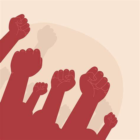 Manos levantadas en señal de protesta y deseo de cambio