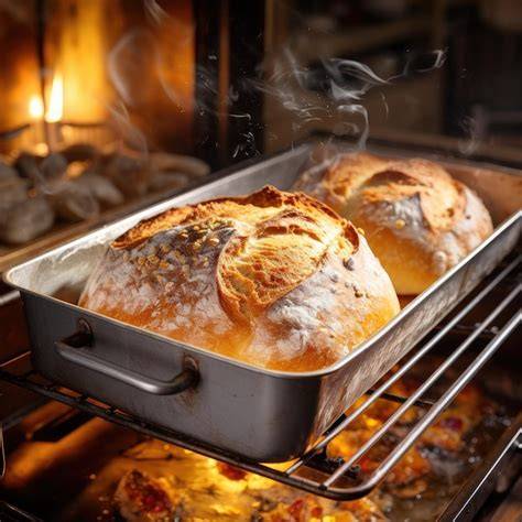 Preparación del budín de pan en el horno