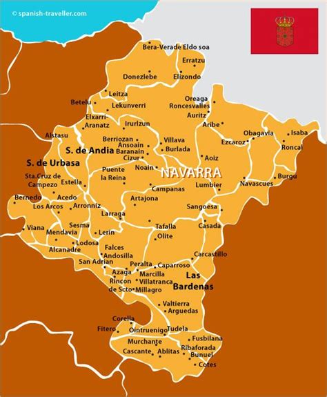 Mapa de Navarra con sus principales localidades