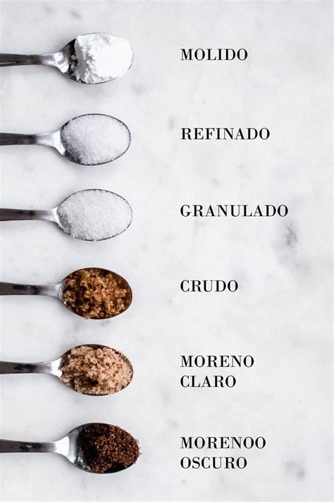 Tipos de azúcar de repostería en recipientes