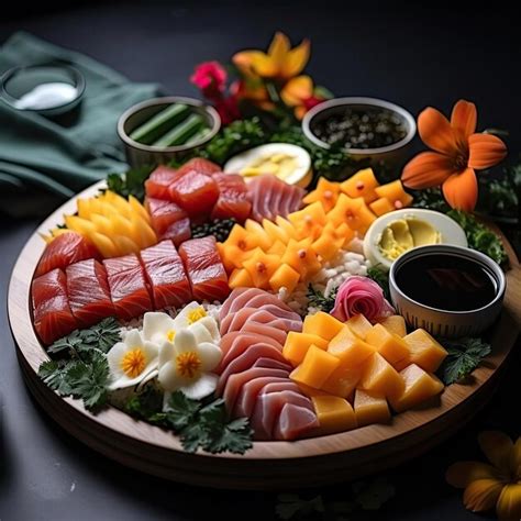 Plato de sushi omakase con variedad de pescados y mariscos