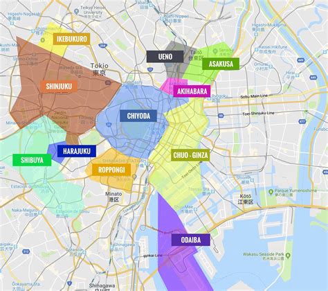 Mapa del distrito de Ginza en Tokio mostrando la ubicación de restaurantes de sushi
