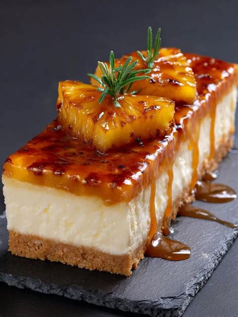 Tarta inversa de piña y avena con piña caramelizada