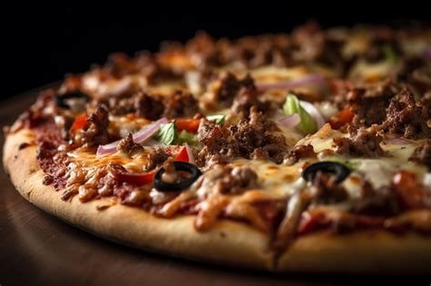 Primer plano de una porción de pizza con ingredientes frescos y abundantes