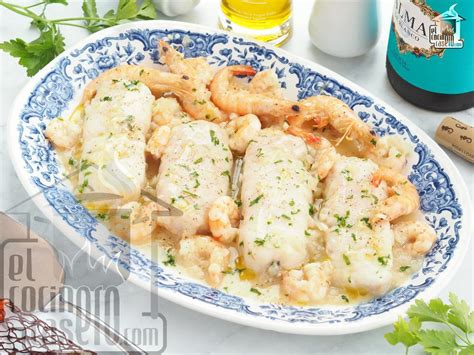 Preparación de gambas y merluza