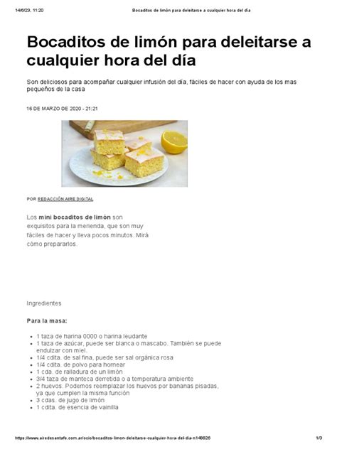 Ilustración de los ingredientes para bocaditos de limón