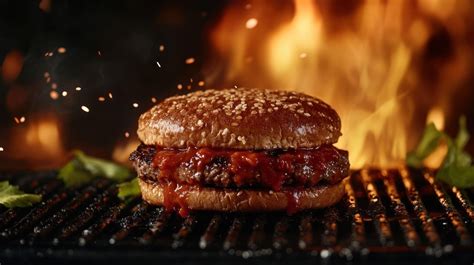 hamburguesa jugosa en parrilla