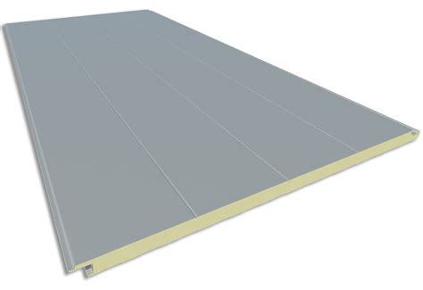 Panel sándwich liso con detalle de unión machihembrada