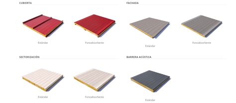 Paleta de colores disponibles para panel sándwich