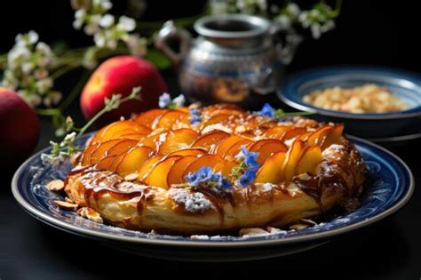Tarta flor recién salida del horno con el flan cuajado