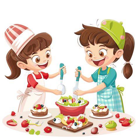 Ilustración de niños cocinando con un chef