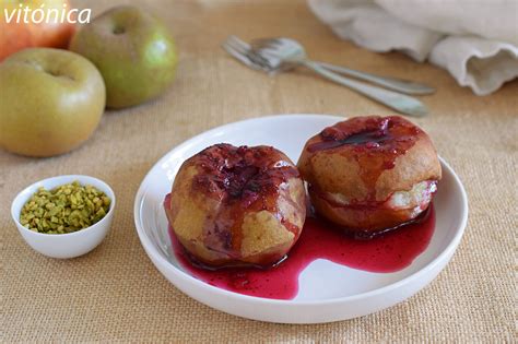 Manzanas asadas con arándanos