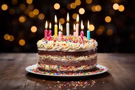 Tarta de cumpleaños decorada con velas y confetti
