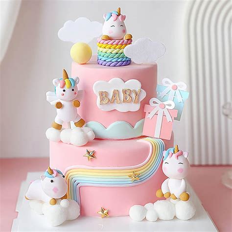 Variedad de decoraciones de unicornio para tartas