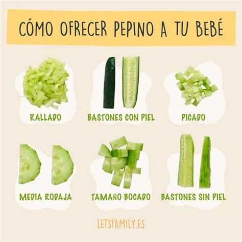 Esquema de diferentes cortes de pepino para ensaladas