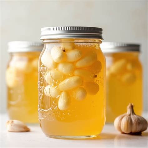 Frasco de ajo fermentado en miel con jengibre