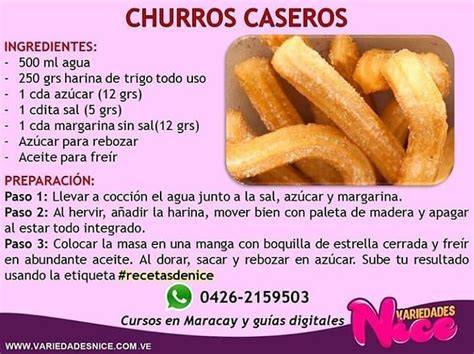tabla con ingredientes para hacer churros
