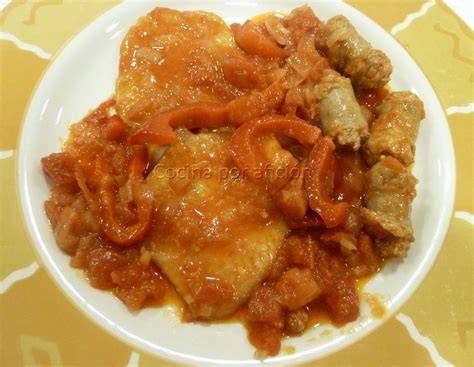 Lomo de cerdo a la riojana en un plato