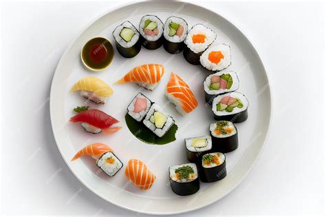 Presentación artística de un plato de sushi