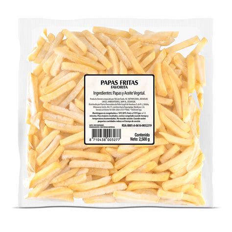 Variedad de cortes de papas fritas congeladas